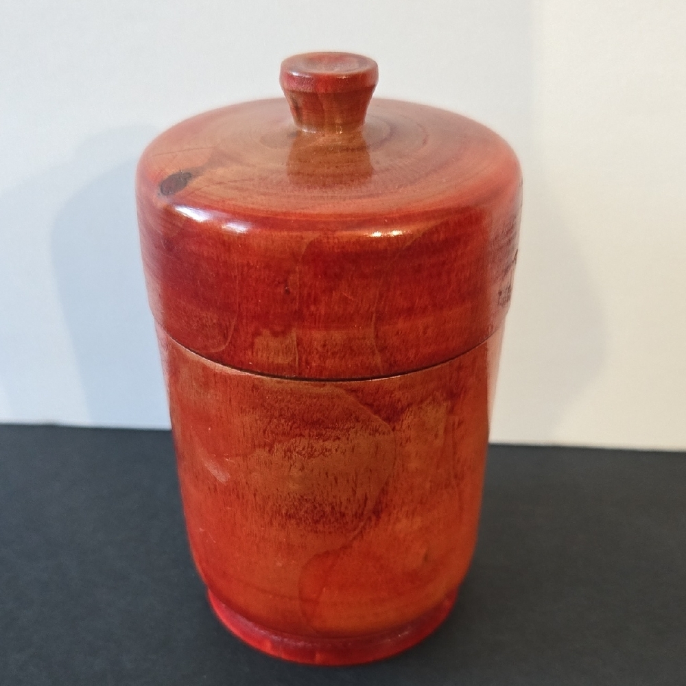 Handcrafted Lacquered Round Wooden "Secret Treasures" Box with Lid